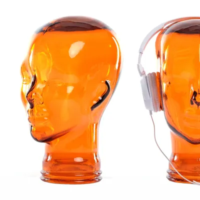 Obrázek produktu pro Skleněné HLAVY MICK oranžové transparentní | 29cm Skleněná plastika hlavy