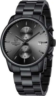Produktbild von Elegante Herrenuhr aus Edelstahl mit versilbertem Design, wasserdichter Chronographen-Quarzuhr, stilvoll und langlebig, ideal für Alltag und besondere
