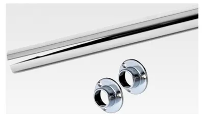 Produktbild von Kleiderstange aus Chrom mit Halterung in 5 Längen 60-120cm