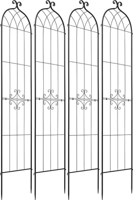 Produktbild von SucceBuy Rankgitter 220x52,5cm im 4er-Set, Metall Rankhilfe mit pulverbeschichteter Oberfläche und Verriegelungssystem, Kletterhilfe für Garten, Spalier für Pflanzen wie Blumen, Gemüse und Rosen