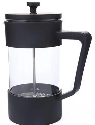 Immagine prodotto di Caffettiera manuale da 600 ml, nera - Caffettiera e teiera - Adatta per caffè, tè e montalatte - Caffettiera francese