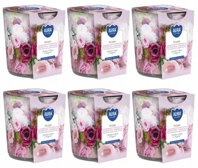Produktbild von Bispol Aura Duftkerze im Glas Rosen Duft 22h Brenndauer