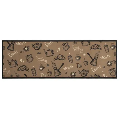 Zdjęcie produktu dla vidaXL Dywanik kuchenny zmywalny rano brązowy 60x180 cm aksamitny