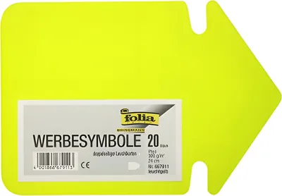 Produktbild von Folia - Folia etiketten in fluokarton, 24 cm, fluo geel (pijlen)