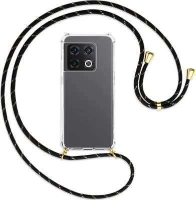 Produktbild von Handykette Backcover-Schutzhülle mit Band (Metall goldfarben) für OnePlus 10 Pro 5G - schwarz/gold
