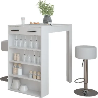 Obrázek produktu pro Barový stůl Vicco Repose Bílá 67 x 100 cm se 2 barovými stoličkami, Model 55713