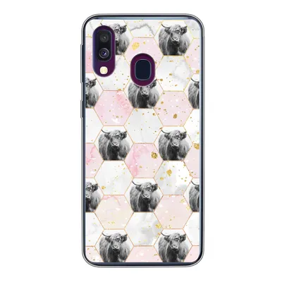 Produktbild von MuchoWow® Handyhülle Schutzhülle Hülle für Samsung Galaxy A40 Schottischer Highlander - Muster - Gold Silikon Softcase Handy Hülle - Handy-Tasche