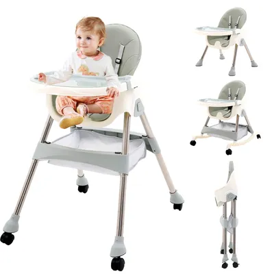Obrázok produktu pre 3-v-1 vysoká stolička s nastaviteľným hojdacím mechanizmom a odnímateľným podnosom