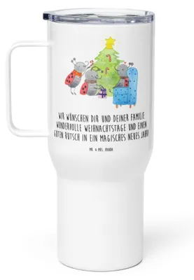 Produktbild von Mr. & Mrs. Panda Edelstahlbecher Weihnachten Smörle - Weiß - Geschenk, Kaffee-Thermobecher, Teetasse, Pfefferminzstange, Weihnachtsbaum, thermosbecher, Tannennadeln