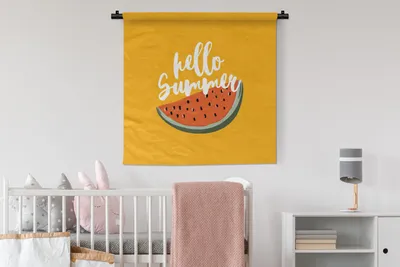 Produktbild von MuchoWow® Wandteppich Wandbehang Sommer - Wassermelone - Gelb 90x90 cm Tapisserie Dekoration Wandtuch - Wandaufhänger