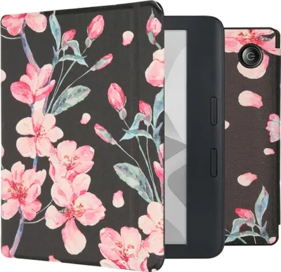 Productafbeelding van imoshion Design Slim Hard Case Sleepcover met stand voor de Kobo Libra H2O - Blossom Watercolor Black