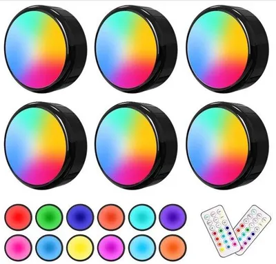 Image de Spot LED pour montage mural, 6 pièces, lampe LED rechargeable, éclairage LED sans fil, lampe visible de nuit pour miroir, 6 pièces, noir