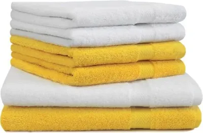 Produktbild von Betz 6-tlg. Handtuch-Set PREMIUM - 2 Liegetücher 4 Handtücher 100% Baumwolle Farbe: gelb und weiß
