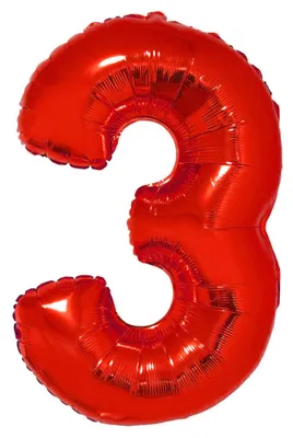Produktbild von XXL Zahlen Folienballon 100 cm - Rot Zahl: 3