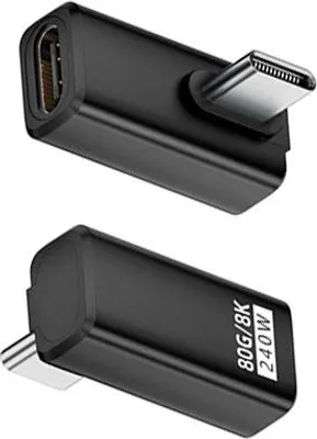 Produktbild von INF 240W 80Gbps USB-C Adapter (Buchse auf Stecker) - Winkelstecker 2er-Pack Schwarz