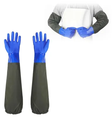 Obrázek produktu pro TRANKIELO® - 75 cm dlouhé voděodolné gumové rukavice - protiskluzové, odolné proti oděru, odolné vůči kyselinám a zásadám