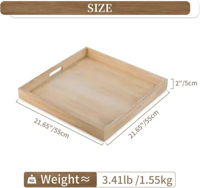 quadratisch 55 cm - rustikales Holzserviertablett für Wohnzimmer und Küche