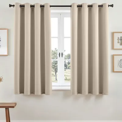 Imagen del producto de Cortinas opacas con ojales, color beige, juego de 2, 145 x 140 cm
