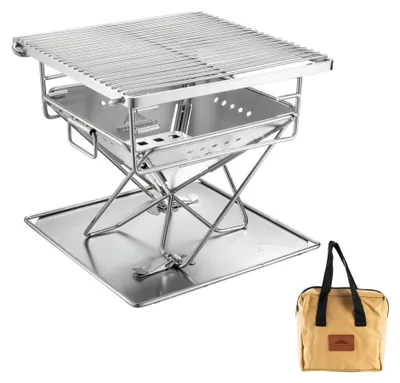 Immagine prodotto di Griglia e focolare portatili in acciaio inossidabile 3-in-1 - 24,5 cm
