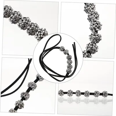 Produktbild von 4 Haargummis mit Schädelmotiv, Legierungsperlen, Perlenstirnbänder, Perlentiara und Haarschmuck für Schädelperlengeflechte, zum Flechten, mit Haarklammer und Skelettzubehör
