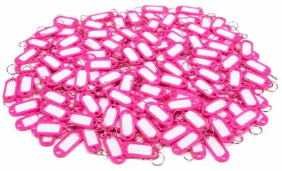 Produktbild von 200er Pack Schlüsselanhänger zum Beschriften Einfarbig -Farbe Pink- Schlüsselschilder mit Ring Beschriftbar | Schlüsselring zum Beschriften |  Schlüsselring Kunststoff mit auswechselbaren Etiketten