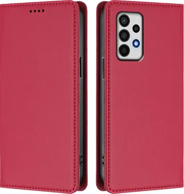 Image de Etui en cuir pour Samsung Galaxy A52 / A52s 5G, étui magnétique en cuirPolyuréthaneavec support Rouge