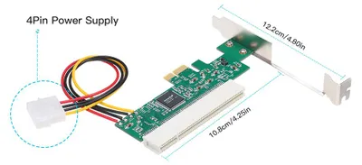 Produktbild von PCI Express zu Adapterkarte PCI-E Konverter mit 4Pin Netzteil