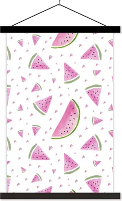 Produktbild von MuchoWow® Textilposter Wassermelone - Aquarell - Pastell 120x180 cm mit schwarzem Rahmen - Fotos