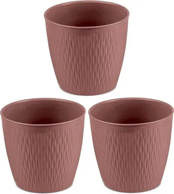 Image de Pots de fleurs en plastique de 25 cm, couleur rouge-brun, avec système de drainage