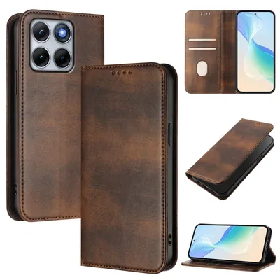 Produktbild von Handyhülle für Motorola Edge 70 Fusion, Vintage Leder RFID Schutz Kartenfach Standfunktion Magnetische Klapphülle Braun