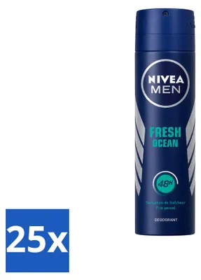 Produktbild von 25 x NIVEA MEN Fresh Ocean Deodorant Spray - 150 ml - Vorteilspackung - 25 Stücke