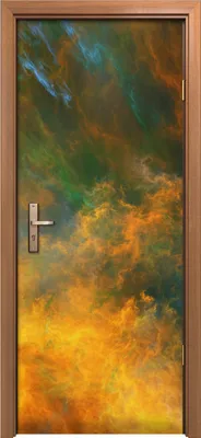 Produktbild von Türposter 80x200 cm Türaufkleber Türtapete Türfolie Klebefolie Abstrakte surreale grüne gelbe Wolken