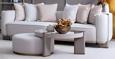 Obrázek produktu pro Elegantní pohovka v bílé barvě s i polštáři a moderním designem