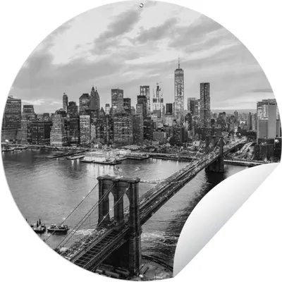 Produktbild von MuchoWow® Gartenposter Outdoor-Poster Rund Luftaufnahme des Hudson in New York - schwarz-weiß Ø 120 cm Gartendeko Rundes Poster draußen