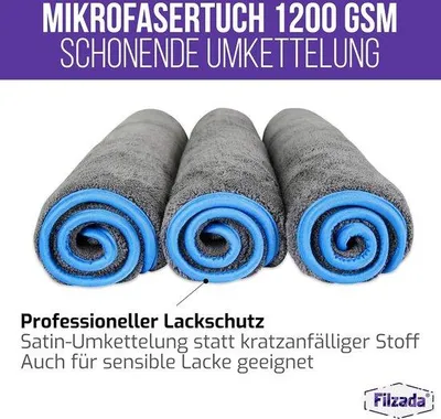 Produktbild von Famanu Mikrofasertuch 5er Set mit 1200 GSM - hohe Saugkraft und fusselfrei