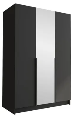 Produktbild von MIRJAN24 Kleiderschrank Calia II, Schlafzimmer, mit Spiegel, Drehtürenschrank, mit Kleiderstange, Modern, Garderobenschrank, Metallgriffe (Farbe: Schwarz)