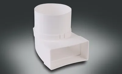 Produktbild von Rotheigner Flachkanal Umlenkstück mit Stutzen weiß 111 mm x 54 mm
