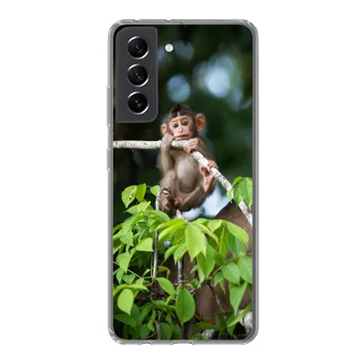 Produktbild von MuchoWow® Handyhülle Schutzhülle Hülle für Samsung Galaxy S21 FE Baby - Affe - Äste Silikon Softcase Handy Hülle - Mobiltelefonhülle