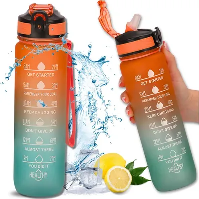 Image de Tressari Bouteille à boire Boston vert-orange 1 l