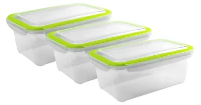 Immagine prodotto di Contenitore per alimenti - Con chiusura a scatto - 2 litri - 3 pezzi - Verde