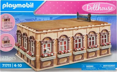 The image shows the packaging of a Playmobil dollhouse extension set.