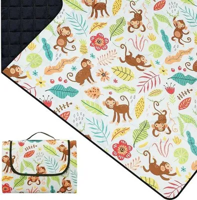Produktbild von Famanu Picknickdecke 200x200cm - Faltbare, maschinenwaschbare Decke mit Traggriff