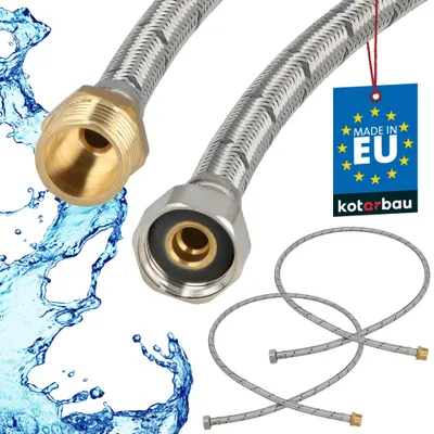 Zdjęcie produktu dla KOTARBAU® 2 szt. Przyłącze Elastyczne 1/2”x1/2” Wężyk do Baterii Armatury 140 cm Nakrętno Wkrętne Wężyk Przyłączeniowy Oplot Stal Nierdzewna