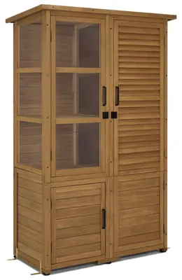 Productafbeelding van Tuinkast Buitenkast Opbergkast tuin - 55 x 110 x 175 cm - Naturel