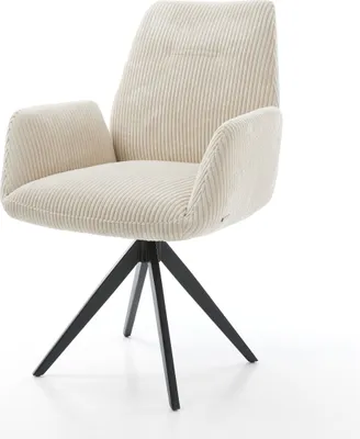 Produktbild von DELIFE Esszimmerstuhl Zoa-Flex Cord Beige Kreuzgestell kantig Schwarz Taschenfederkern