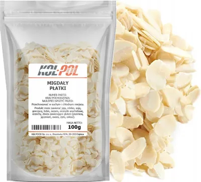 Zdjęcie produktu dla PŁATKI MIGDAŁOWE 100g Migdały cięte naturalne w płatkach jakość Kol-Pol