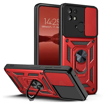 Produktbild von Armor Handyhülle für Xiaomi Redmi 10C Kameraschutz Handy Panzer Case Cover Schutzhülle Outdoor Farbe: Rot