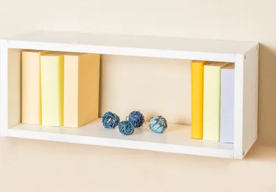 Produktbild von Hängeregal / Wandregal Kiefer massiv Vollholz weiß lackiert Junco 293 - 25 x 60 x 20 cm (H x B x T)