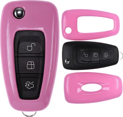 Produktbild von Auto Schlüssel Kunststoff Hülle ABS Plastik Schutz Cover Pink kompatibel mit Ford Mondeo S-Max Focus Fiesta Transit Klappschlüssel