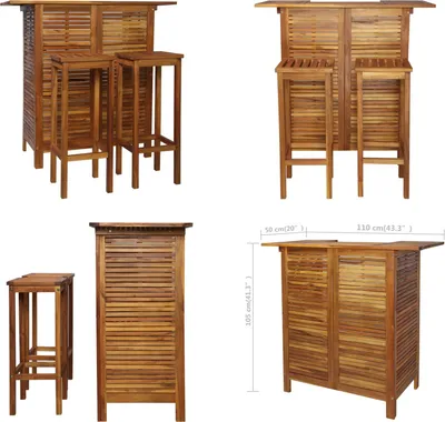 Immagine prodotto di vidaXL Set tavolo e sedie da bar 3 pezzi in legno massiccio di acacia - Set da bar - Set da bar - Set da bistrot - Set da bistrot
